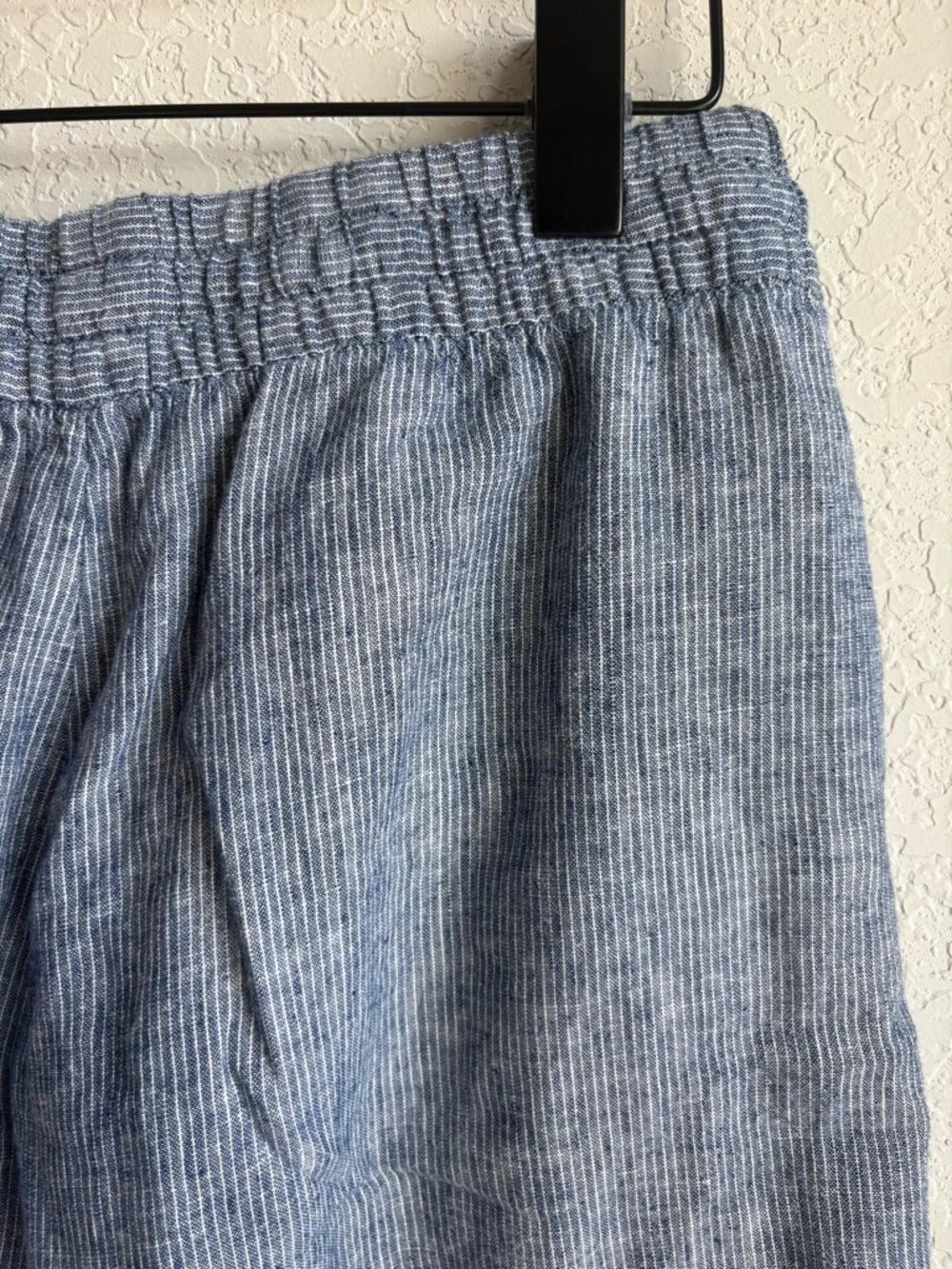 H&M Light Blue Cropped Linen-Blend Drawstring Pants
